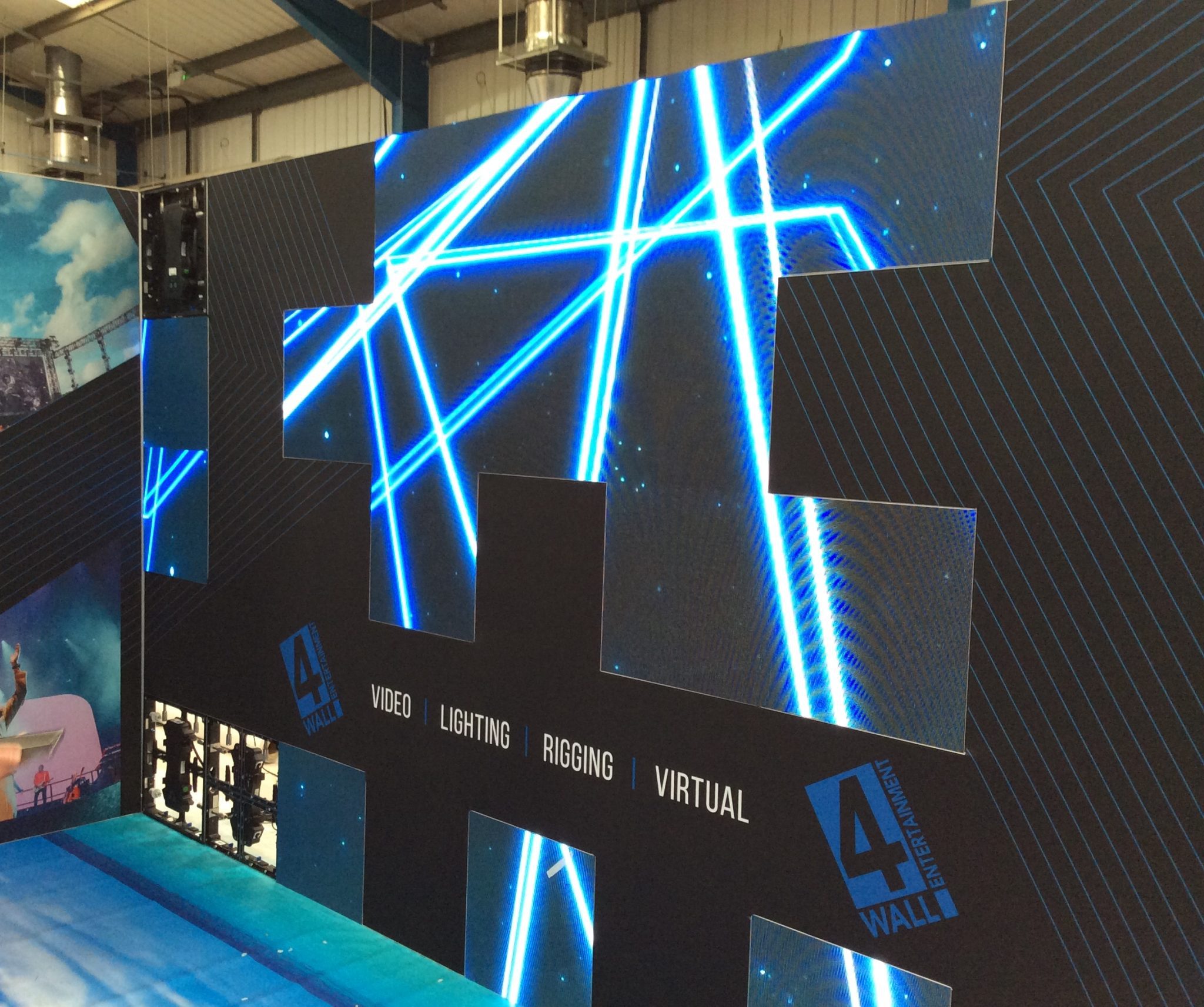 Moss UK LED and Fabric Wall. Single piece tensioned fabric.