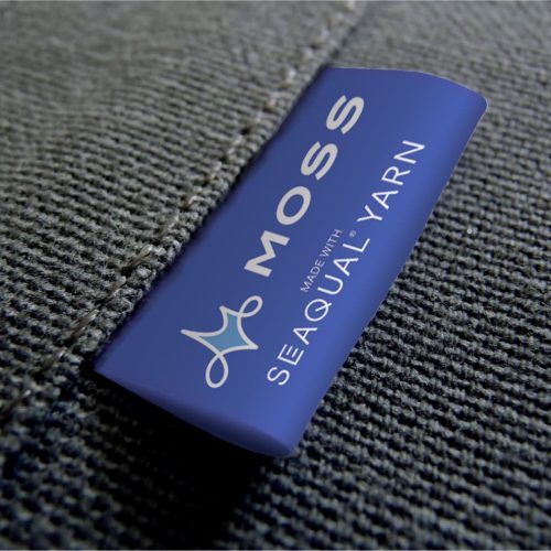 Moss’s SustainaTex Ocean fabric for sustainable graphics, made with SEAQUAL® YARN