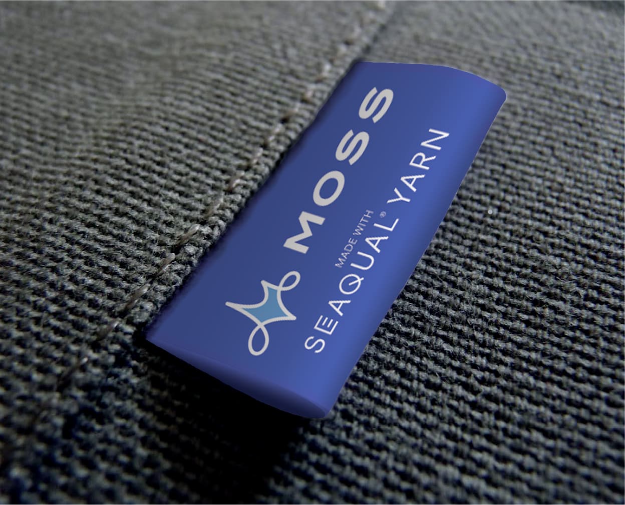 Moss’s SustainaTex Ocean fabric for sustainable graphics, made with SEAQUAL® YARN