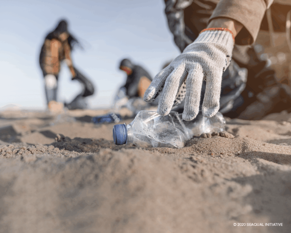 SustainaTex Ocean is made with SEAQUAL® YARN produced from upcycled marine plastic retrieved from oceans, beaches, rivers, and estuaries by the SEAQUAL® INITIATIVE