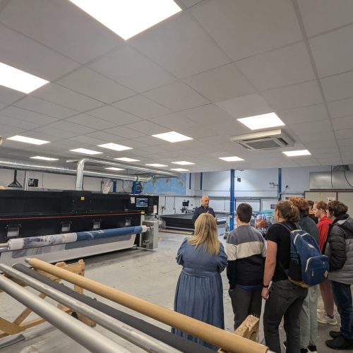 Students on a tour around our Production Hub.