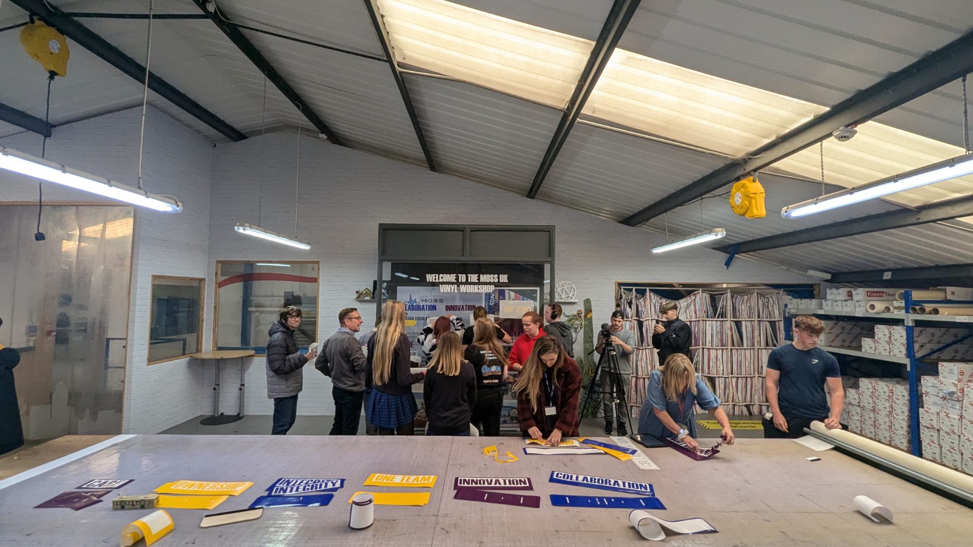 Students taking part in the interactive activity at Moss UK Student Open Day